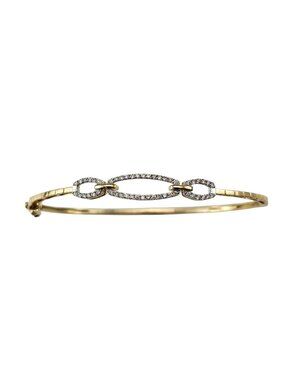 14K Yellow and White Gold Oval Diamond Bangle Bracelet #24363